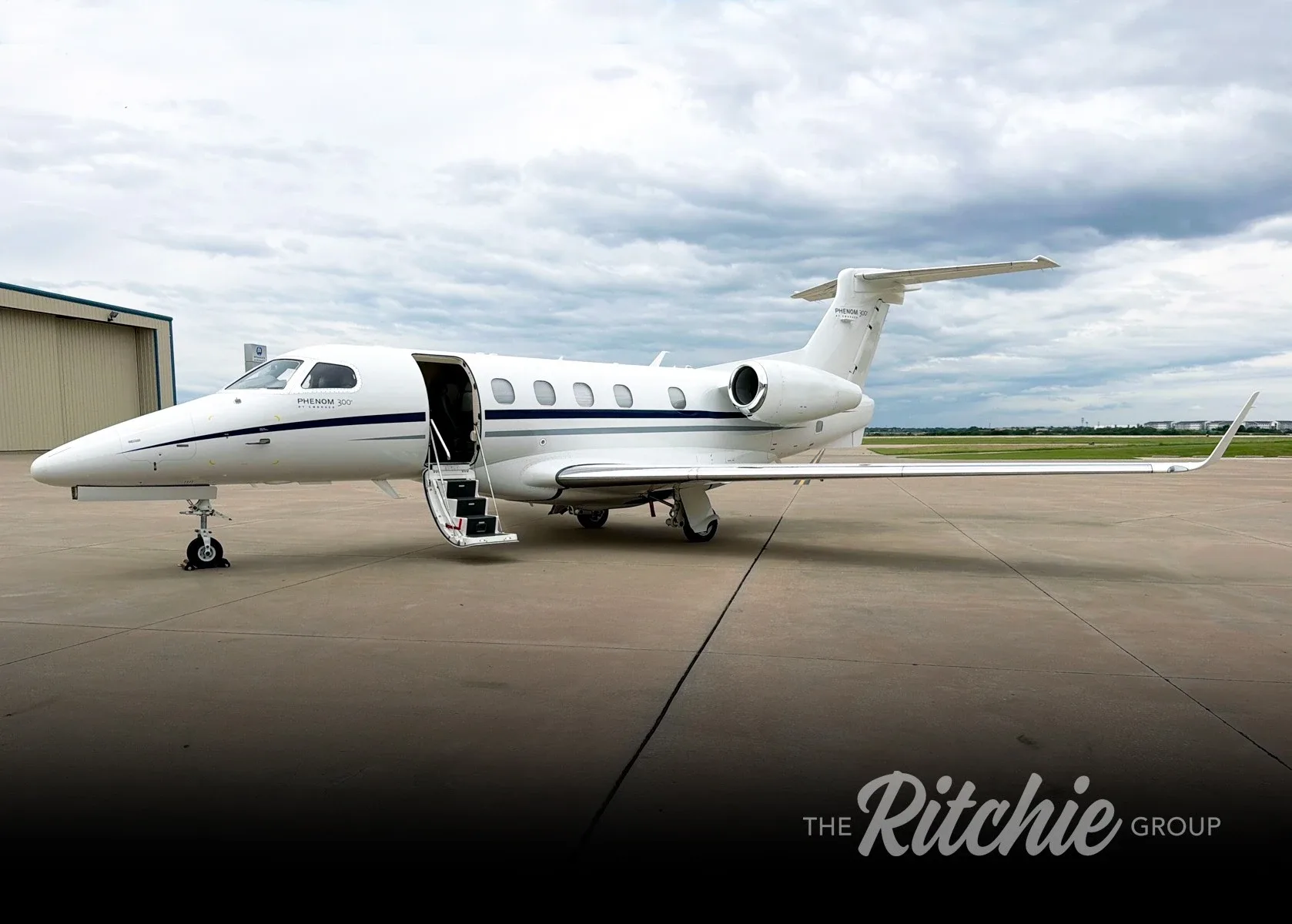 Exterior view of a 2012 Embraer Phenom 300.