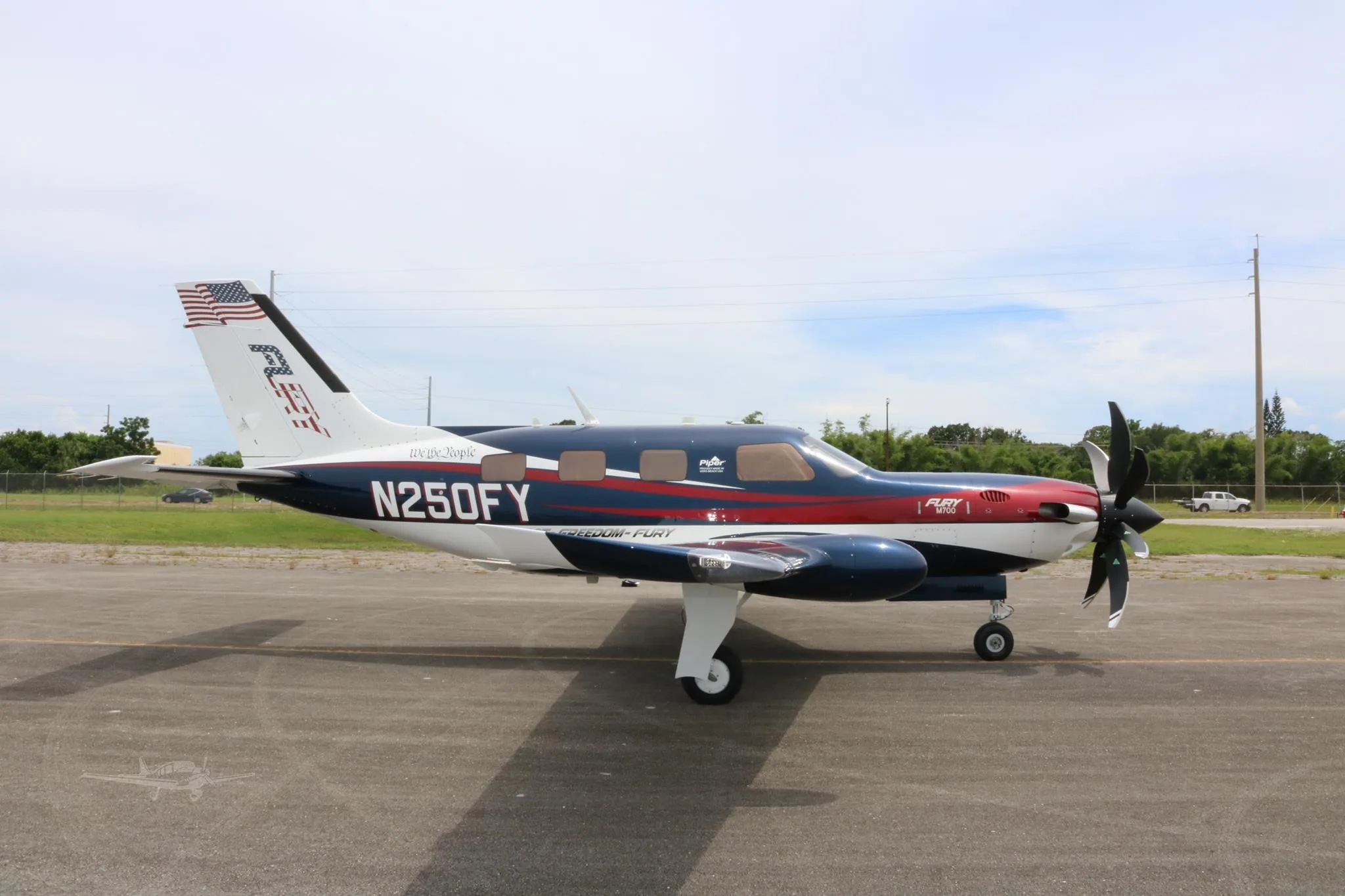 Exterior view of a 2026 PIPER M700, N250FY.