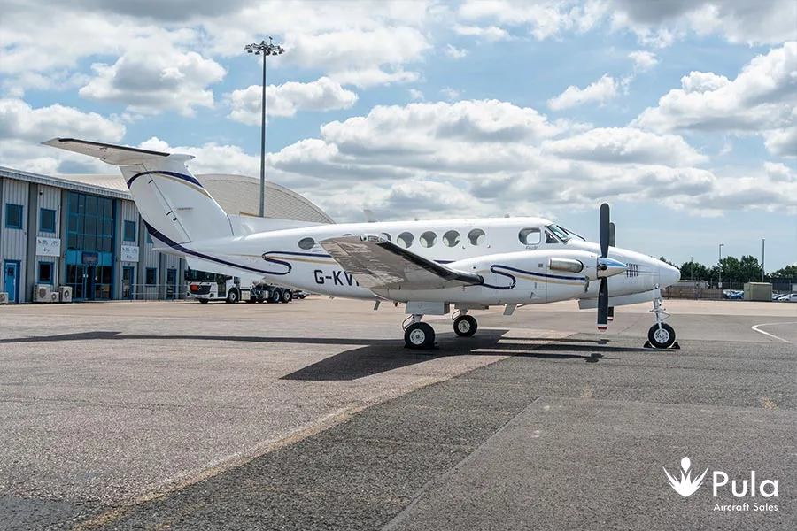 Exterior view of a 1979 Beechcraft King Air 200, G-KVIP.
