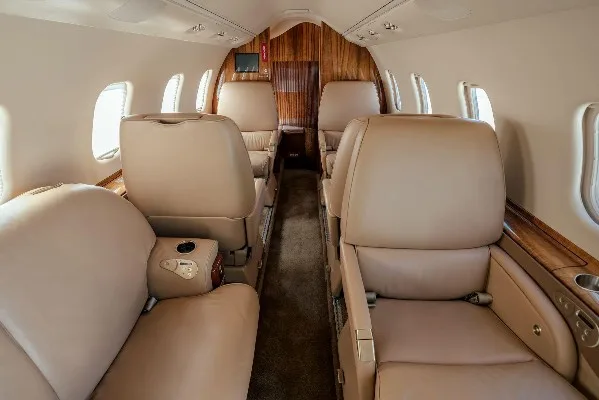 Cabin interior of a 2006 Learjet 60.