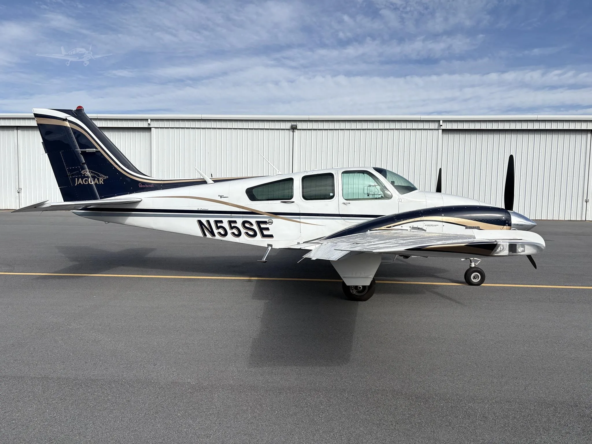 Exterior view of a 1968 BEECHCRAFT B55 BARON, N55SE.