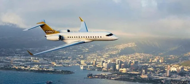 Exterior view of a 2008 Bombardier Global 5000.