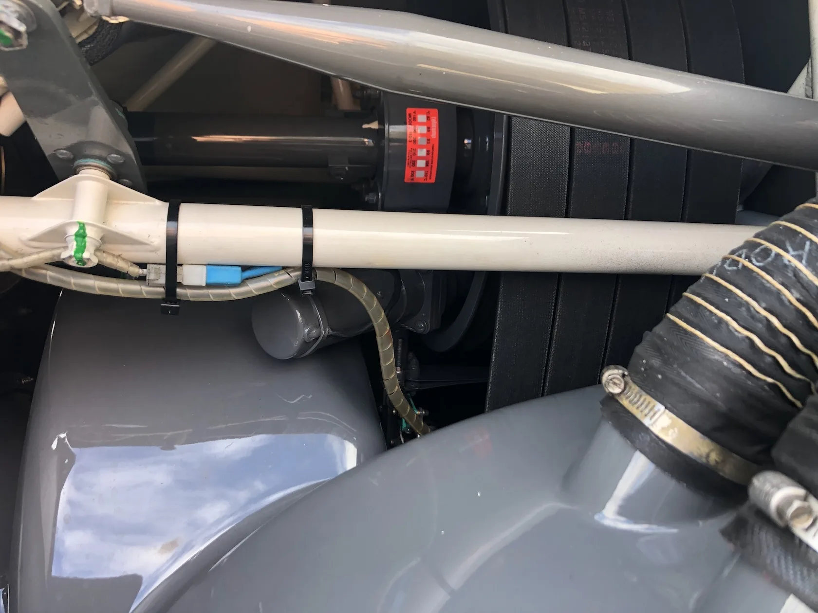 Engine detail of a 2004 Robinson R44 Raven II.