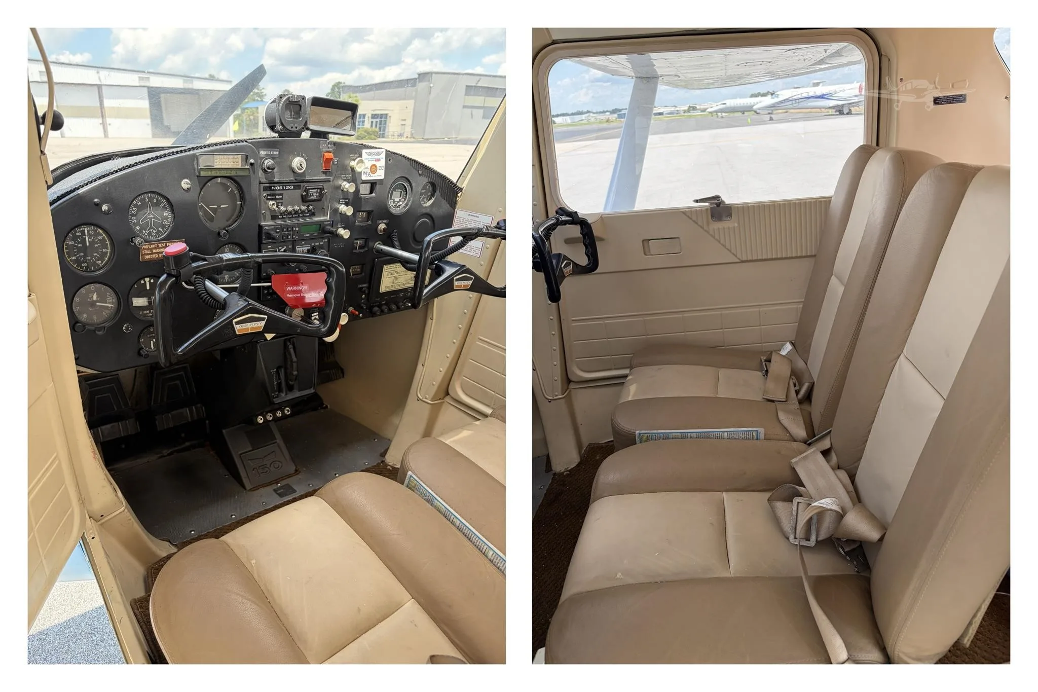 Cockpit and instrument panel of a 1965 CESSNA 150.
