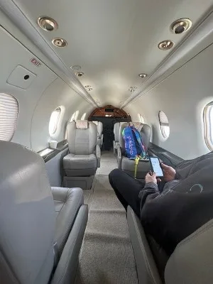 Cabin interior of a 1999 Pilatus PC-12/45.