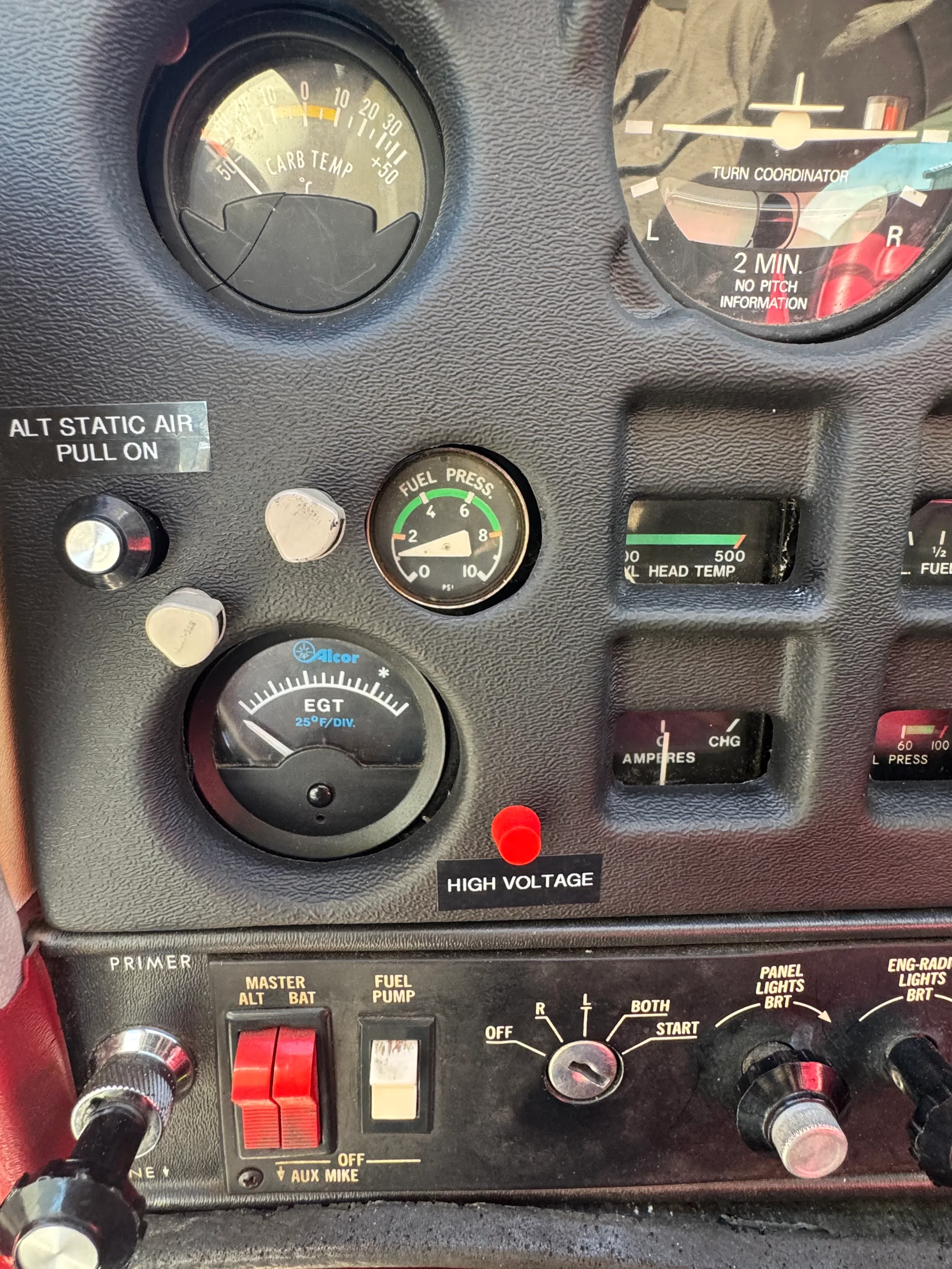 Cockpit and instrument panel of a 1976 Cessna 177B Cardinal, $105,000. - (Here at Placerville).