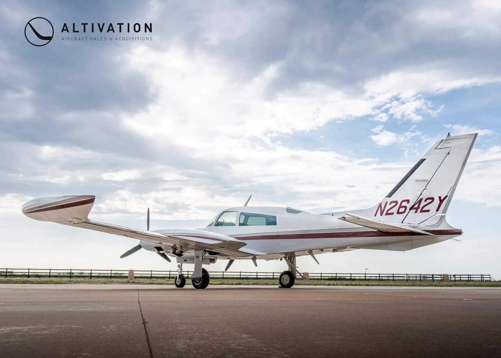 Exterior view of a 1979 Cessna T310R, N2642Y.