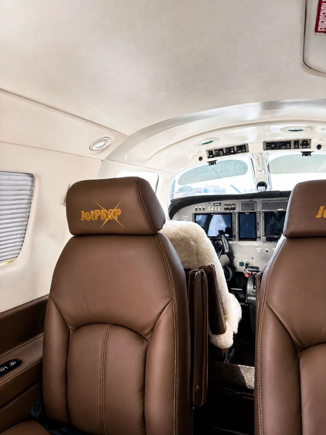Cabin interior of a 1998 Piper Jetprop DLX.