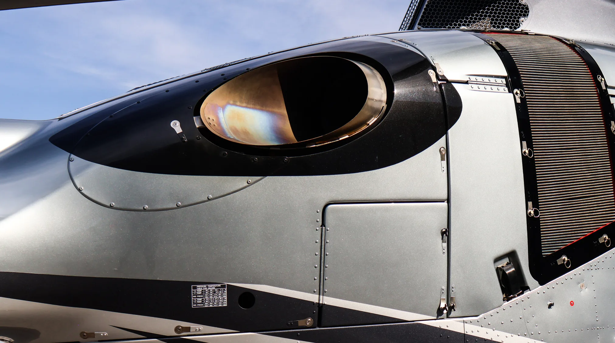 Engine detail of a 2023 Airbus H135 T3H.