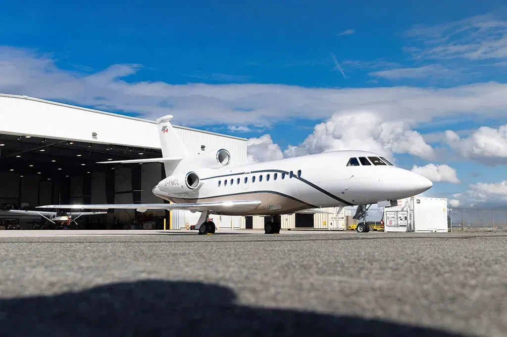 Cabin interior of a 2008 Dassault Falcon 900DX EASy.