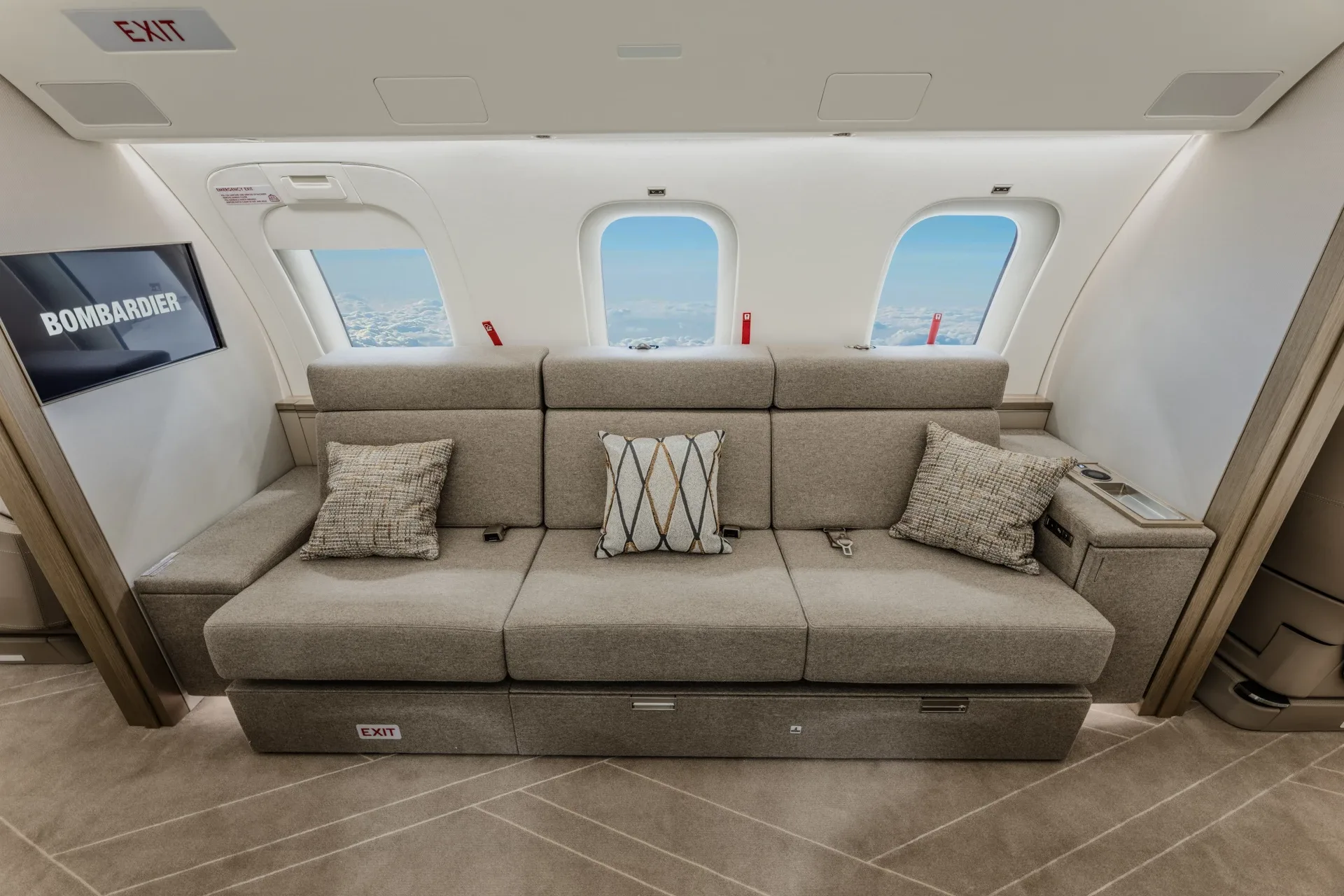 Cabin interior of a Bombardier Global 8000.