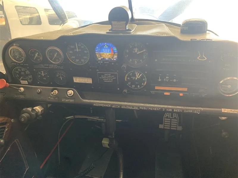 Cockpit and instrument panel of a 1979 American Champion 8KCAB.