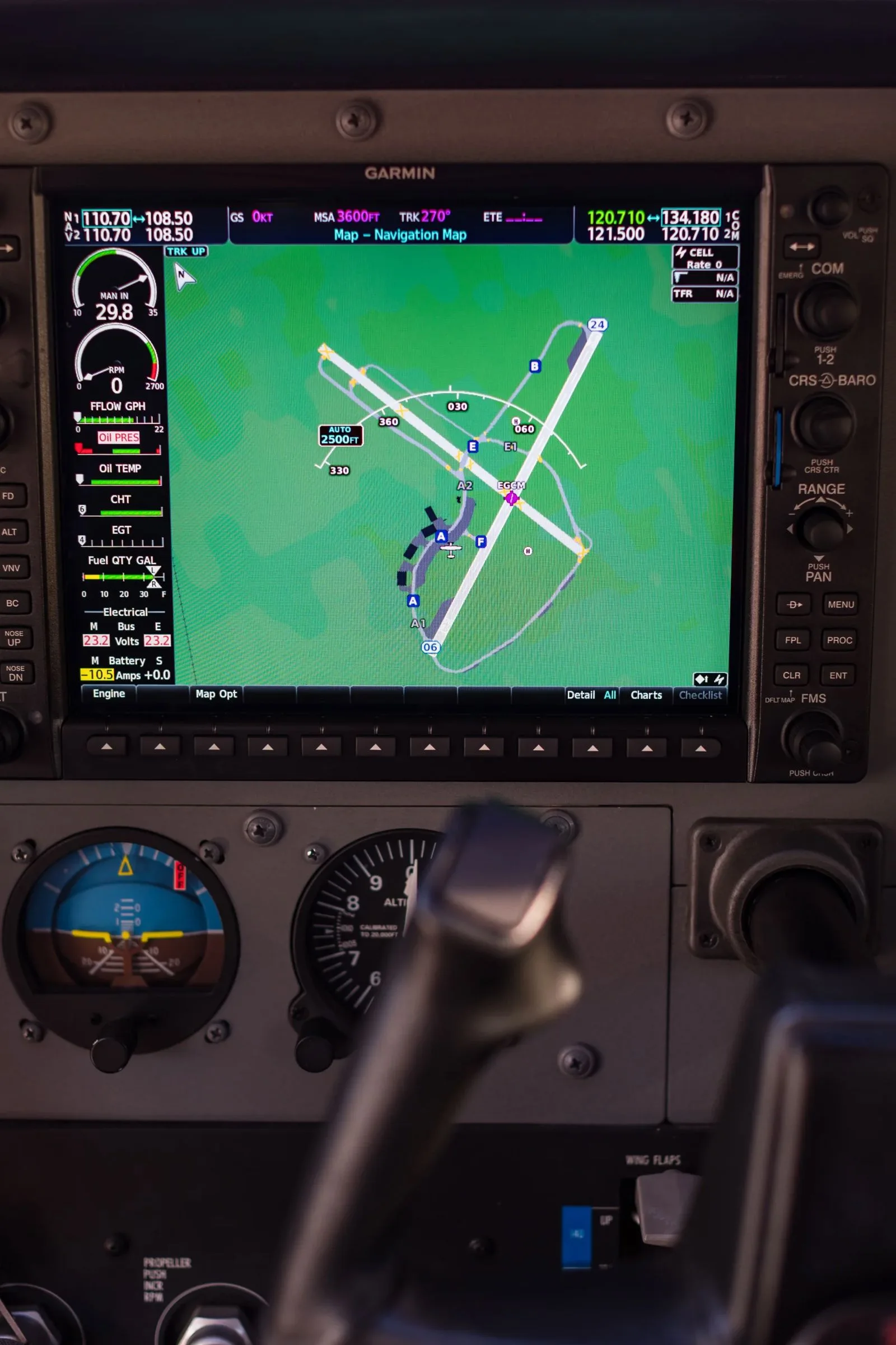 Avionics suite of a 2015 Cessna 182T Skylane.