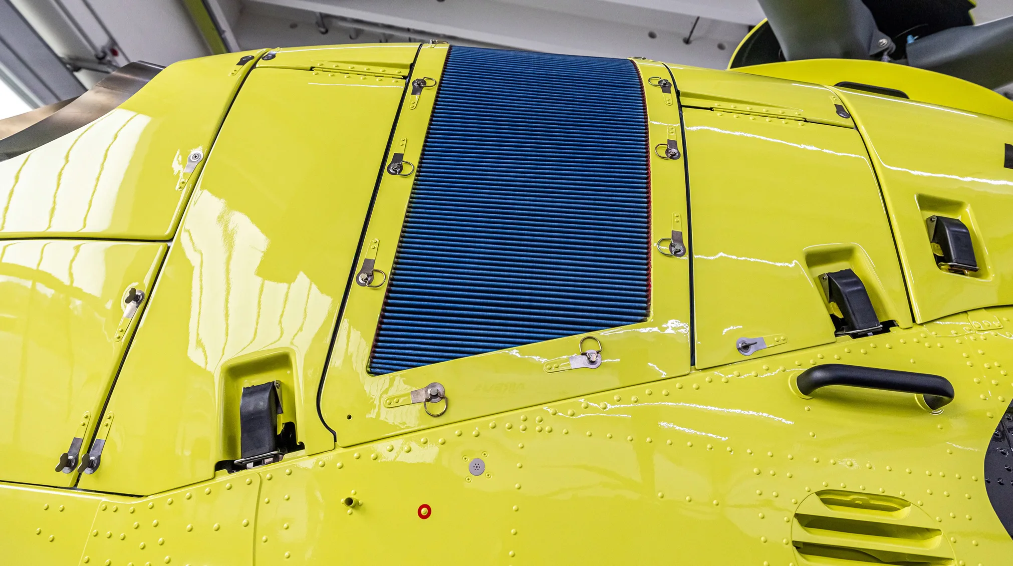 Engine detail of a 2025 Airbus H135T3.
