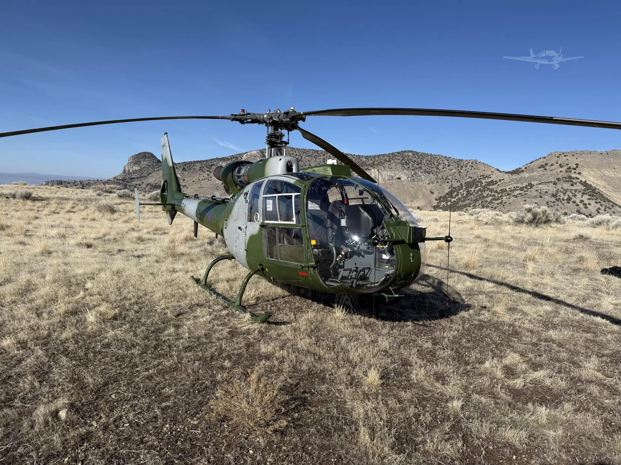 Exterior view of a 1977 AEROSPATIALE SA341, N334XZ.