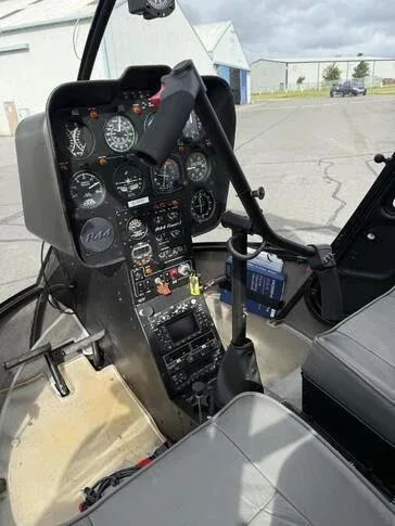 Cockpit and instrument panel of a 2010 ROBINSON R44 RAVEN I.