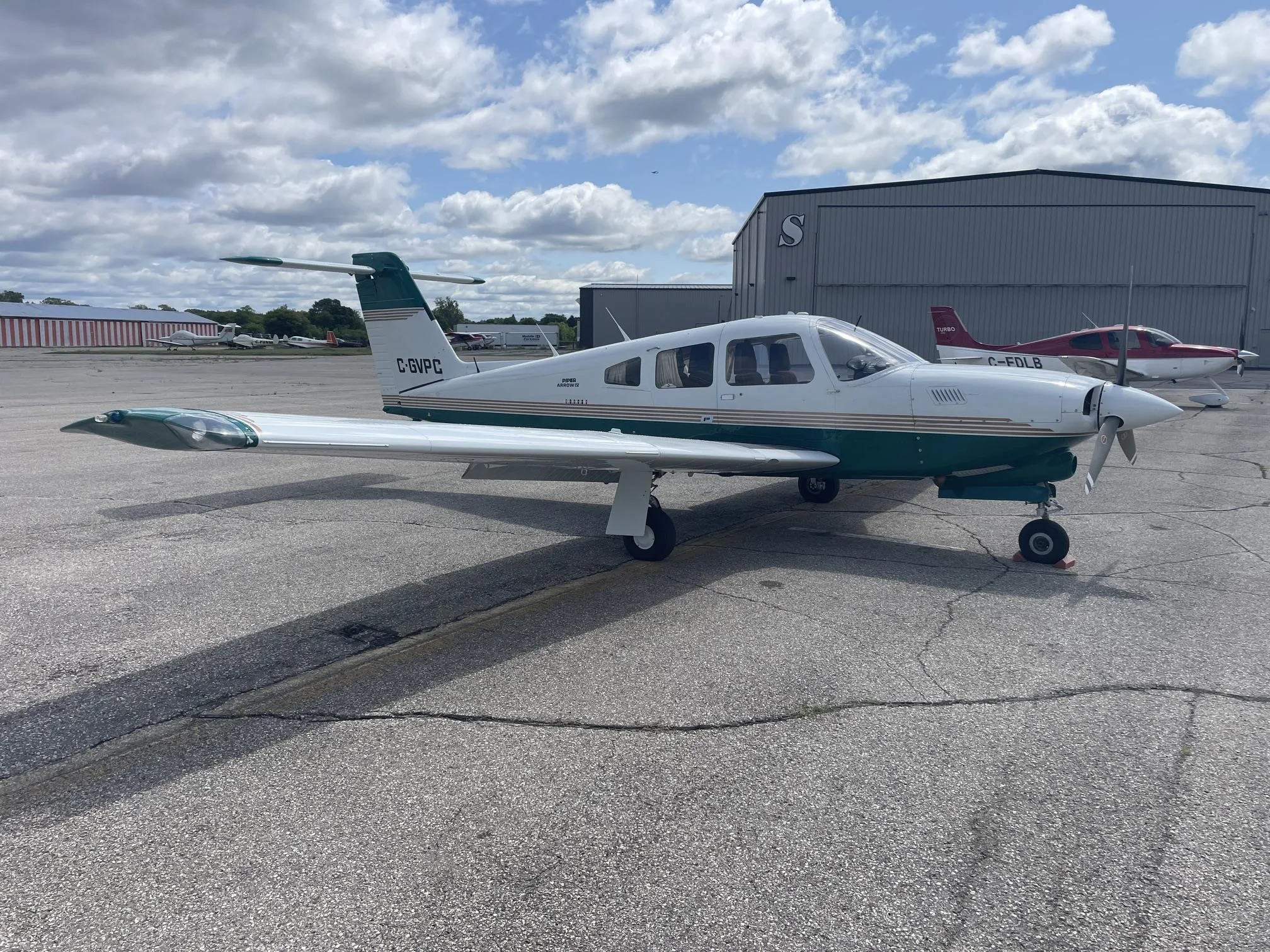 Exterior view of a 1979 PIPER TURBO ARROW, C-GVPC.