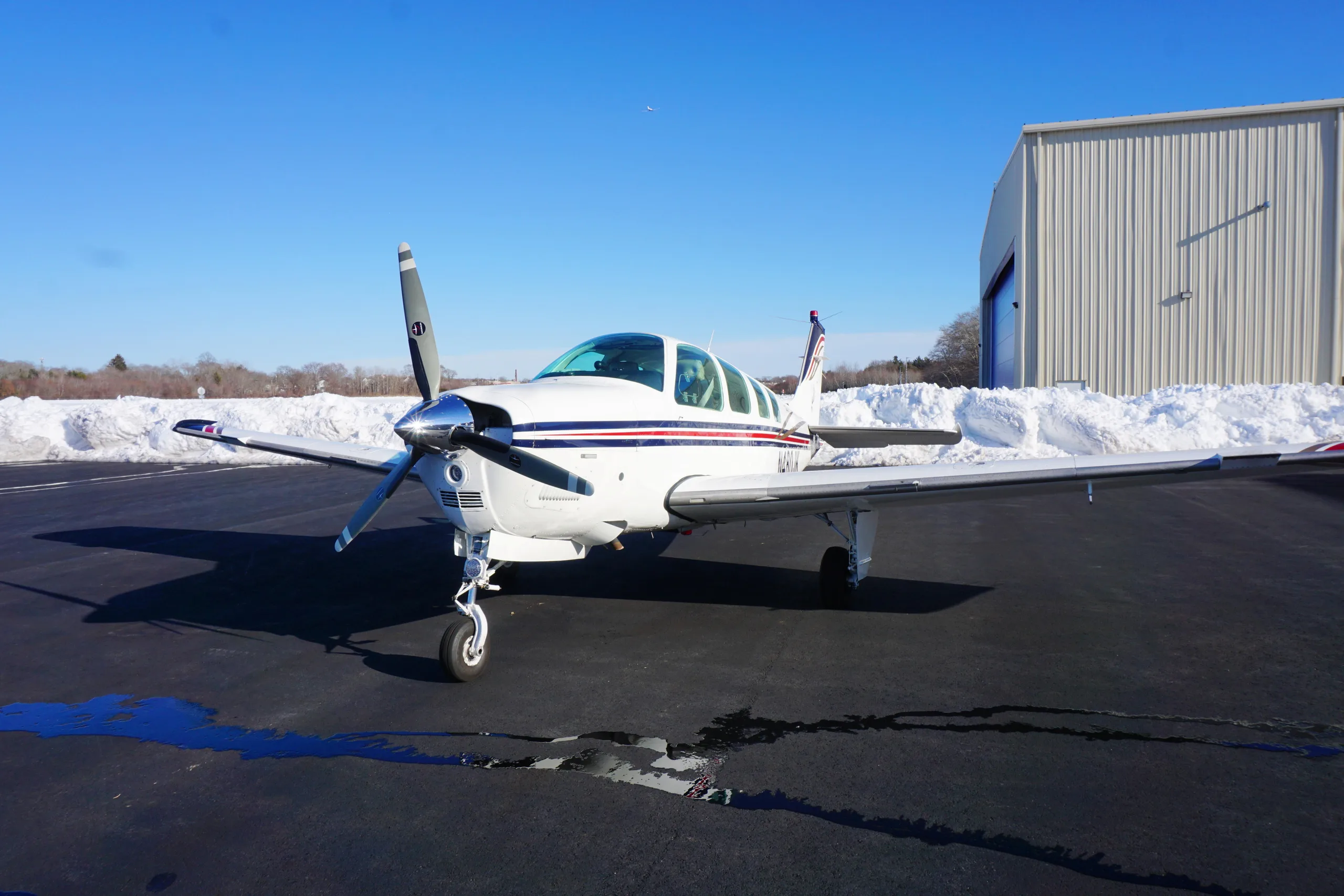 Exterior view of a 1997 Beechcraft A36 Bonanza.