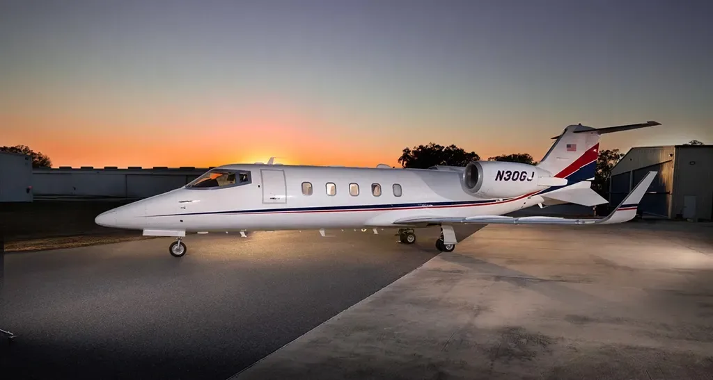 Exterior view of a 2012 Learjet.