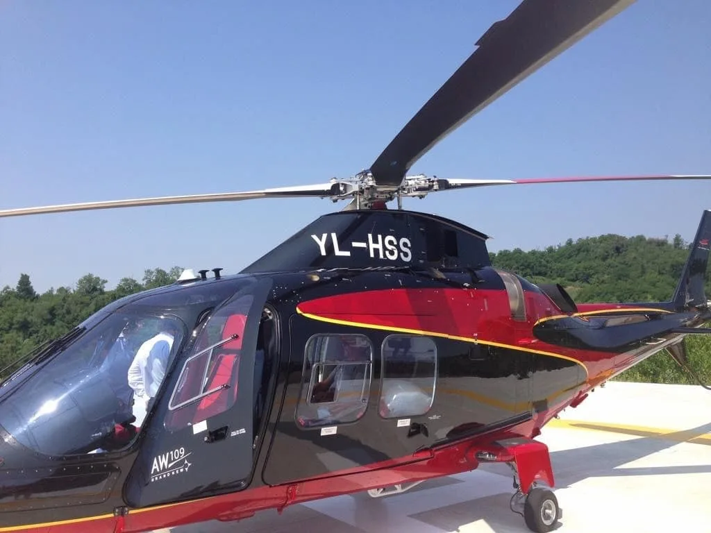 Exterior view of a 2015 Leonardo AW109SP GrandNew, I-GSSV.
