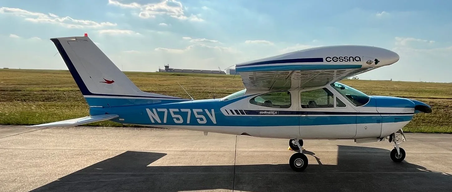 Exterior view of a 1976, N7575V.