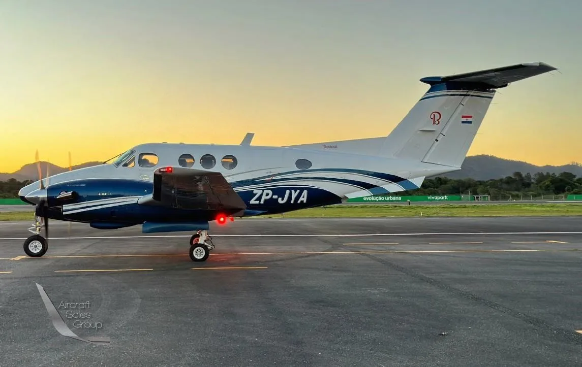 Exterior view of a 1980 BEECHCRAFT KING AIR F90, ZP-JYA.