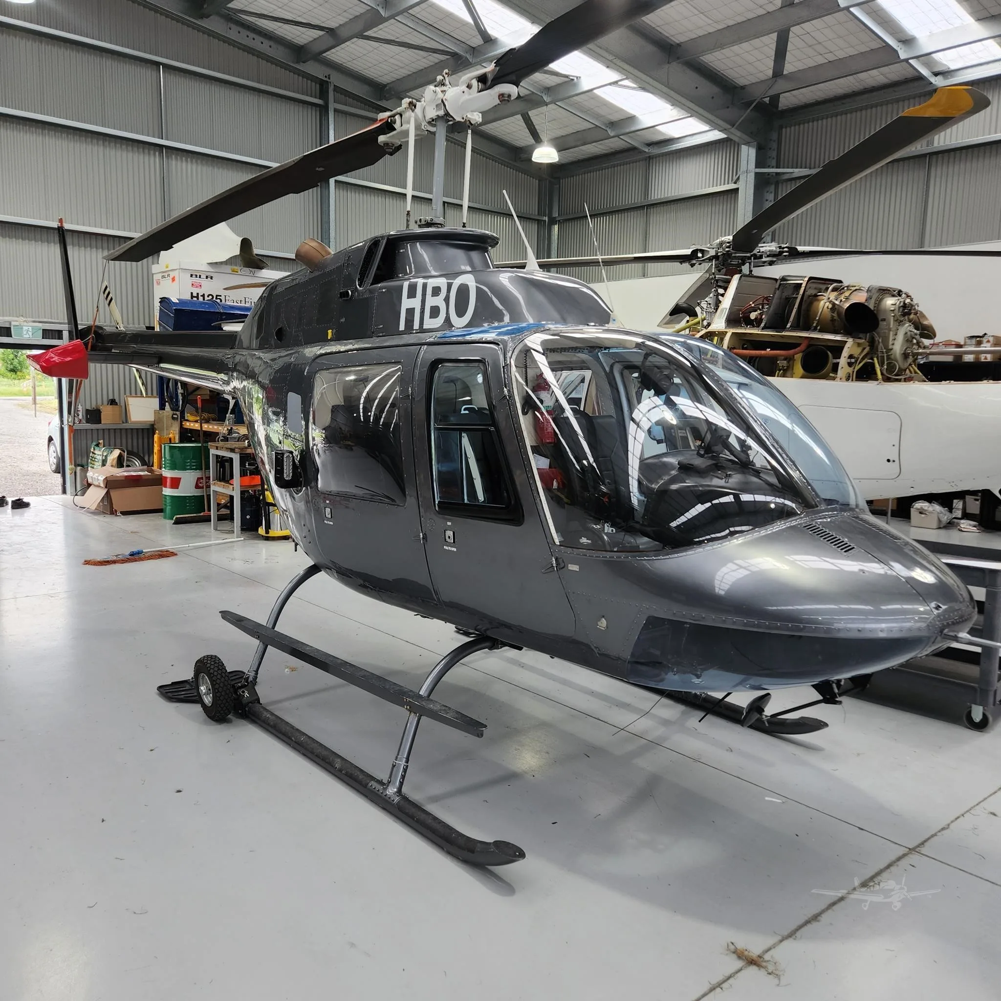 Exterior view of a 1972 BELL 206B II, ZK-HBO.