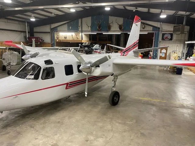 Engine detail of a 1962 Aero Commander 500A.