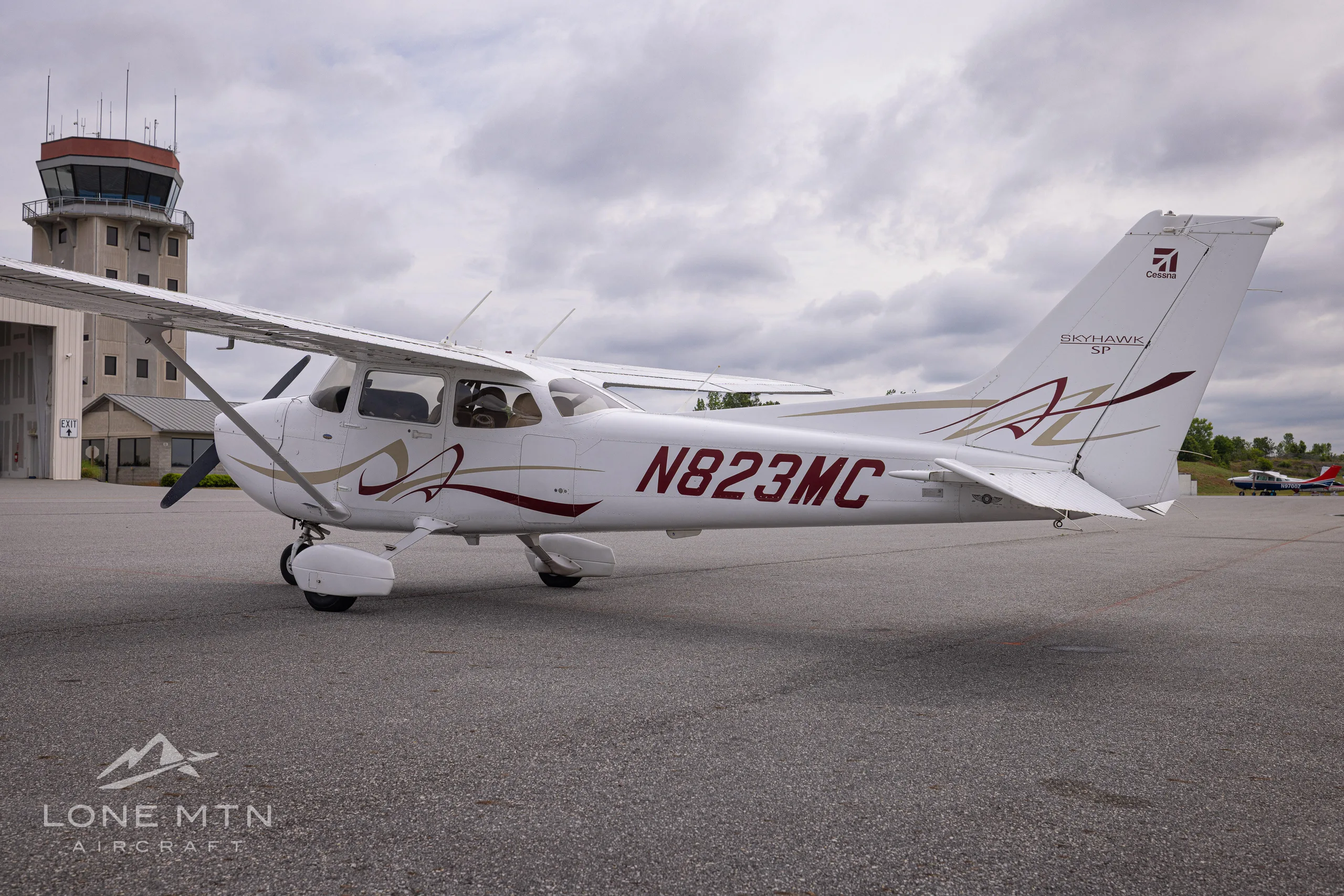Exterior view of a 2008 Cessna 172S Skyhawk.