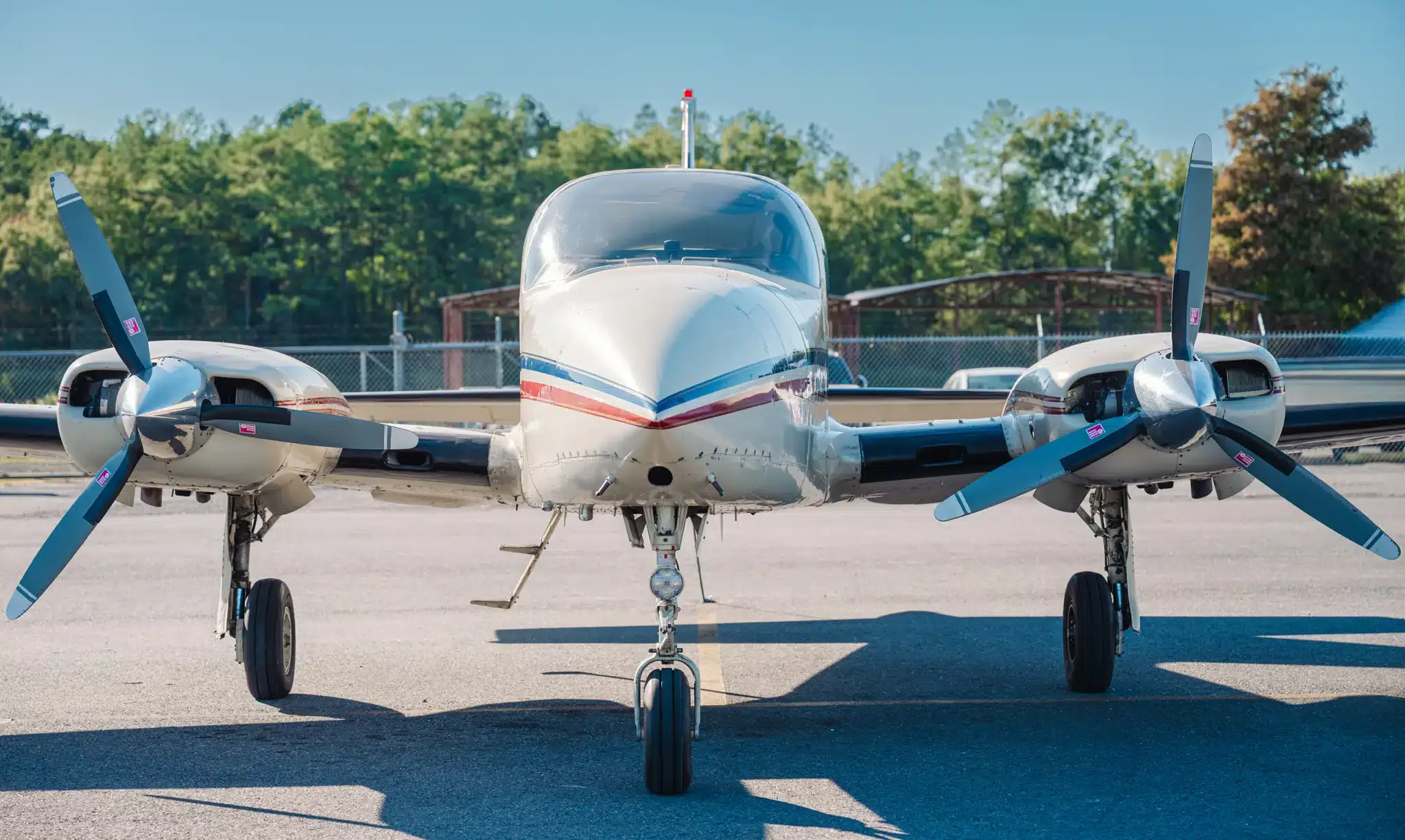 Exterior view of a 1978 Cessna T310R, N83GH.