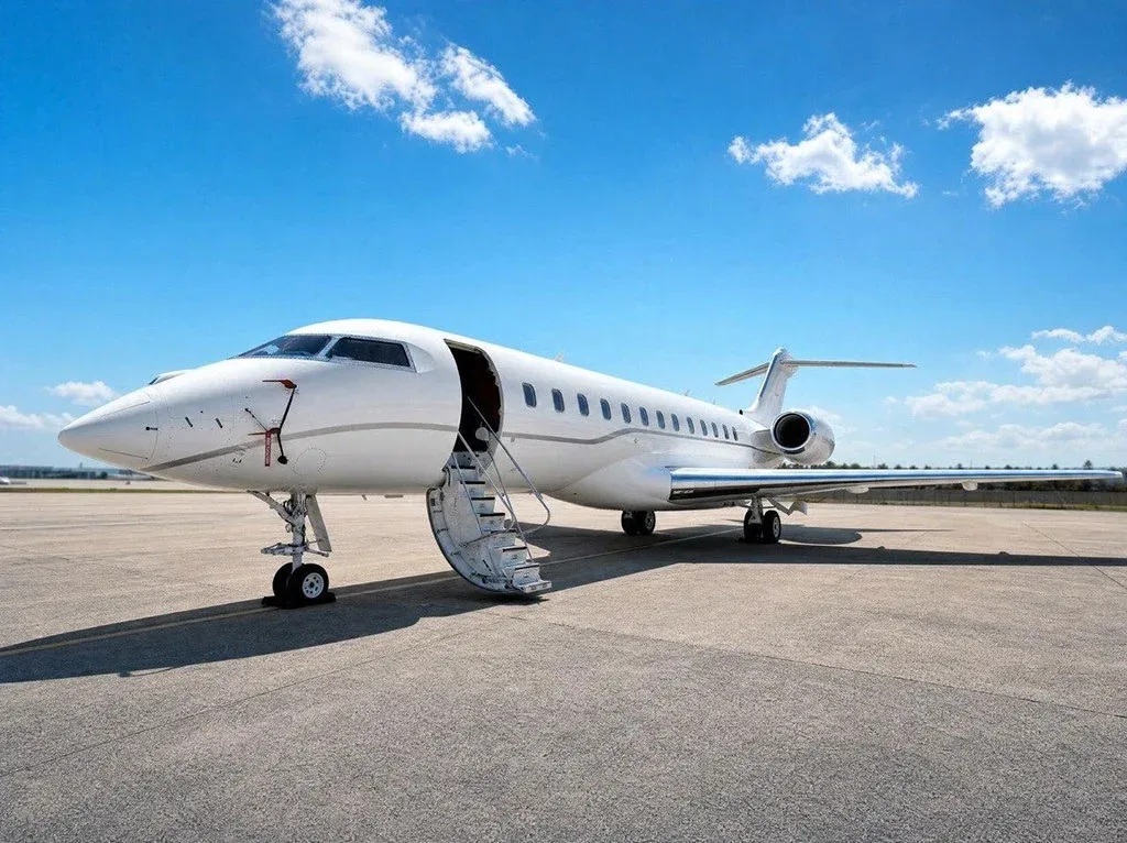 Exterior view of a 2010 Bombardier, T7-AVG.