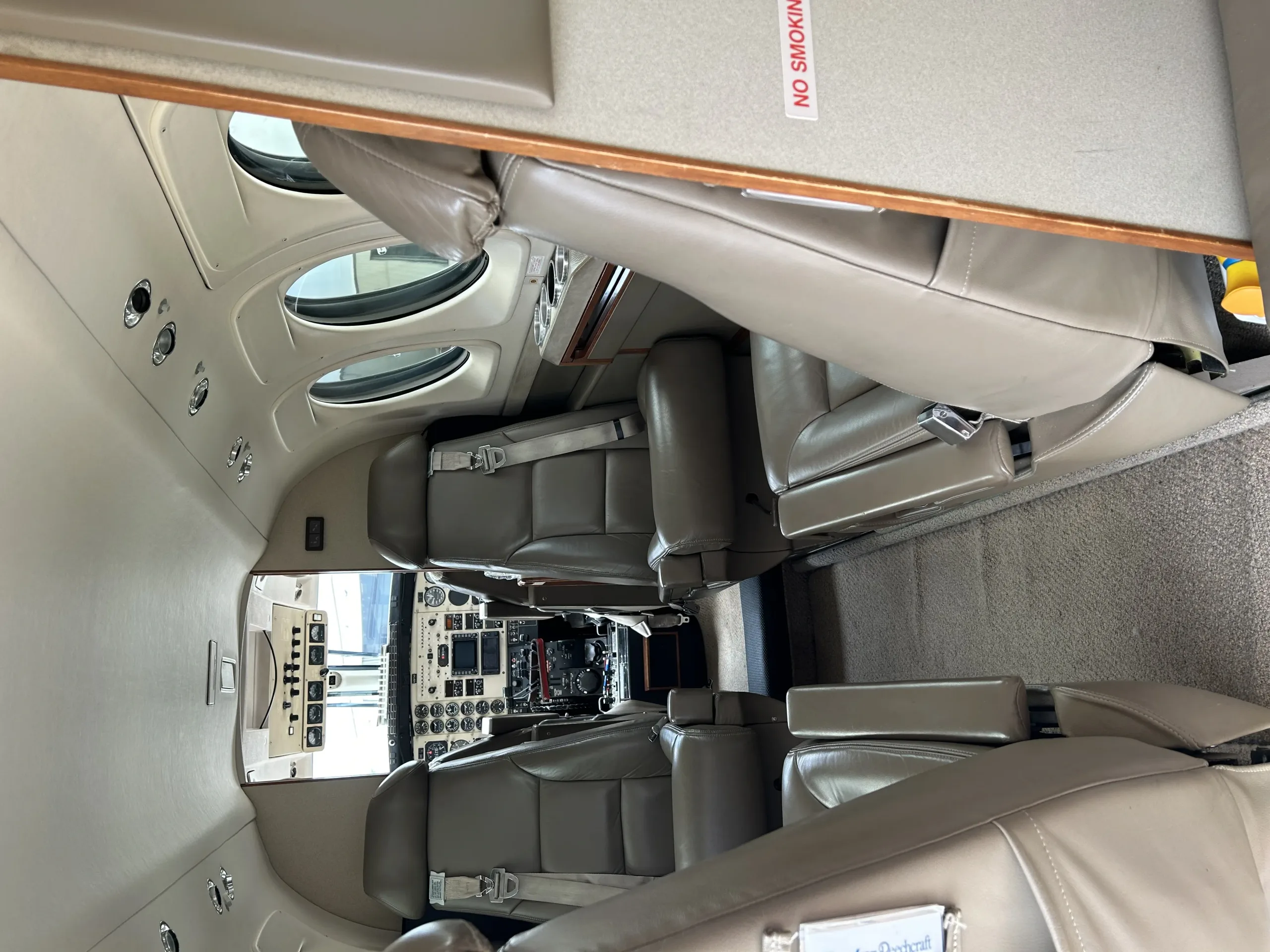 Cabin interior of a 1995 Beechcraft King Air.