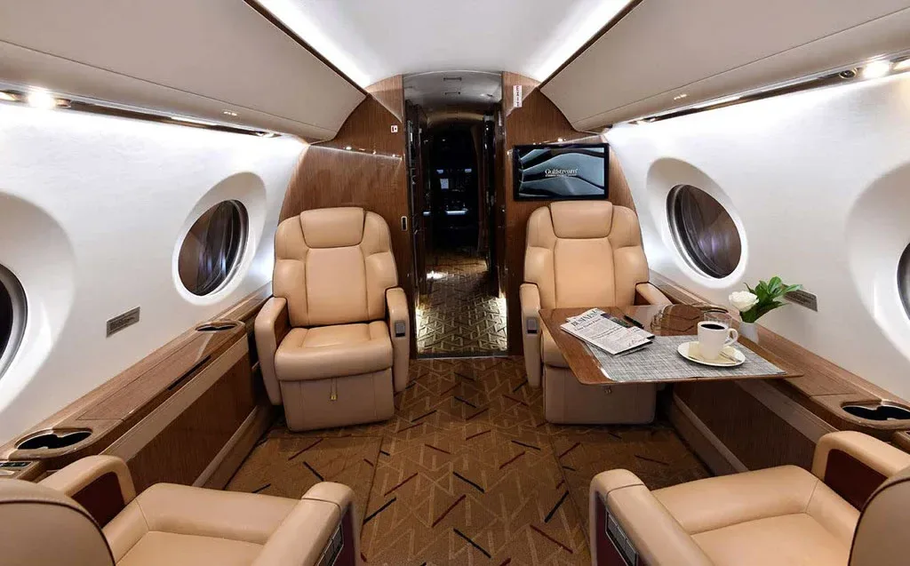Cabin interior of a 2019 Gulfstream G600.