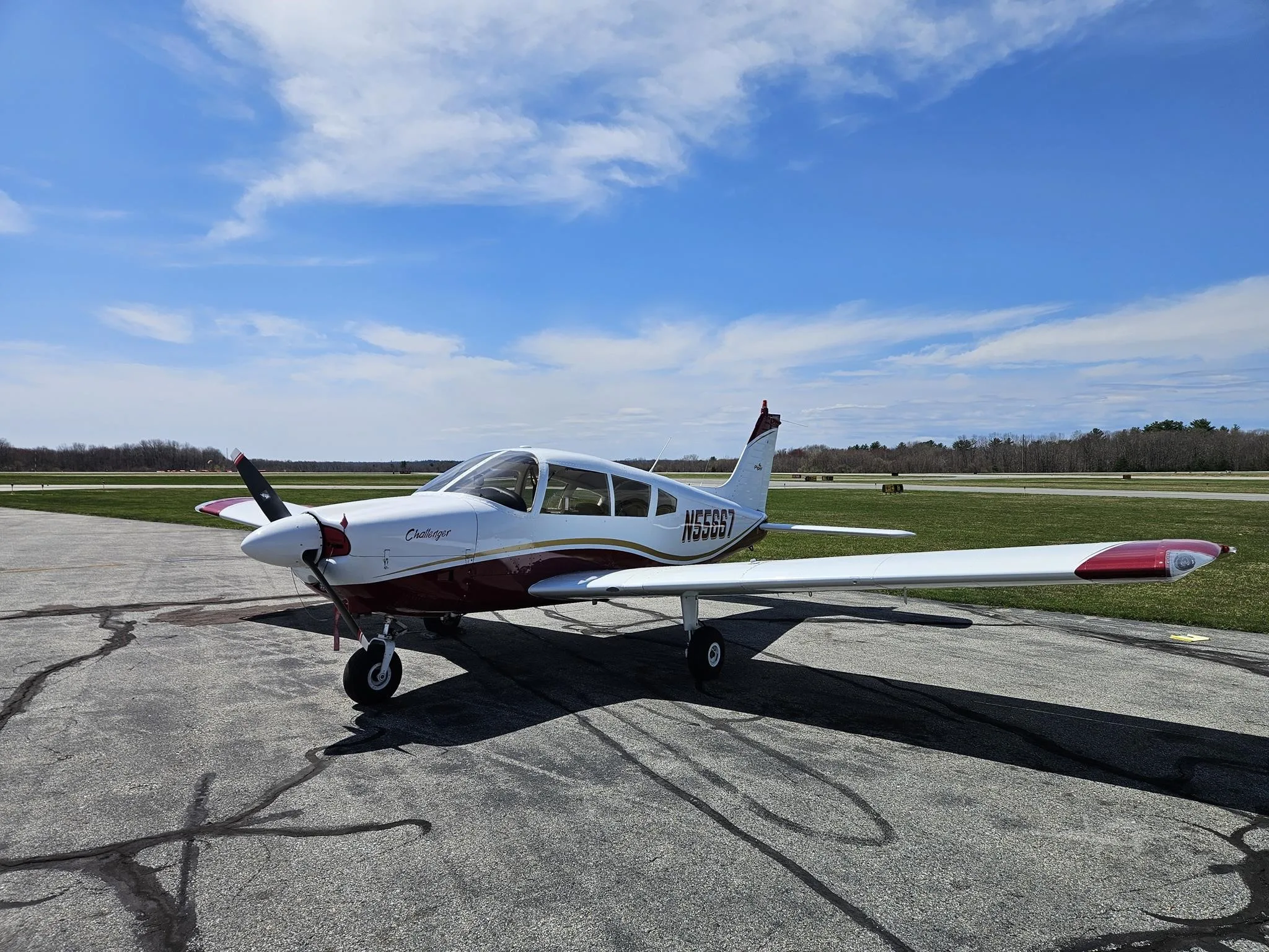 Exterior view of a 1973 PIPER ARCHER, N55667.