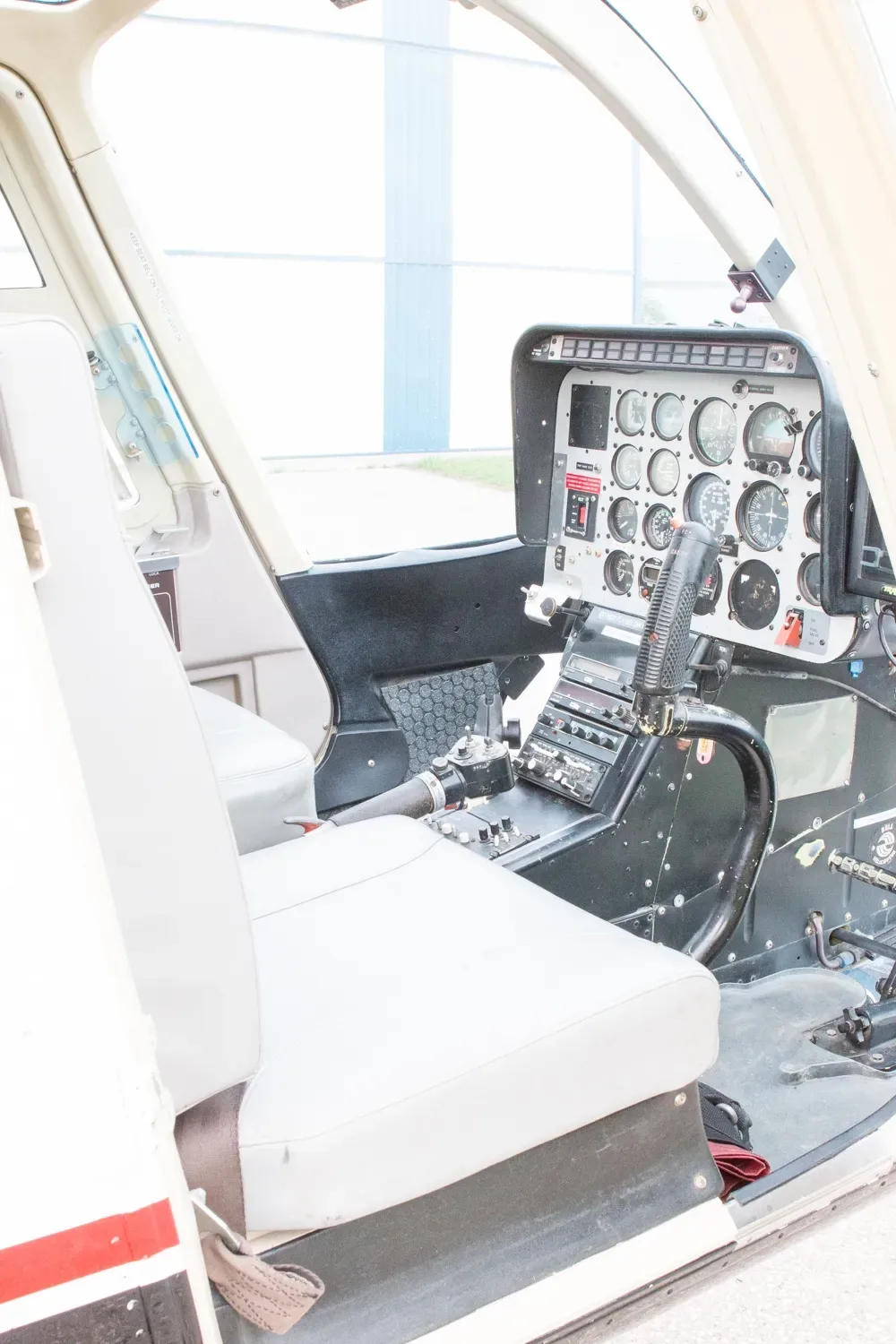 Cockpit and instrument panel of a 1981 Bell Longranger.