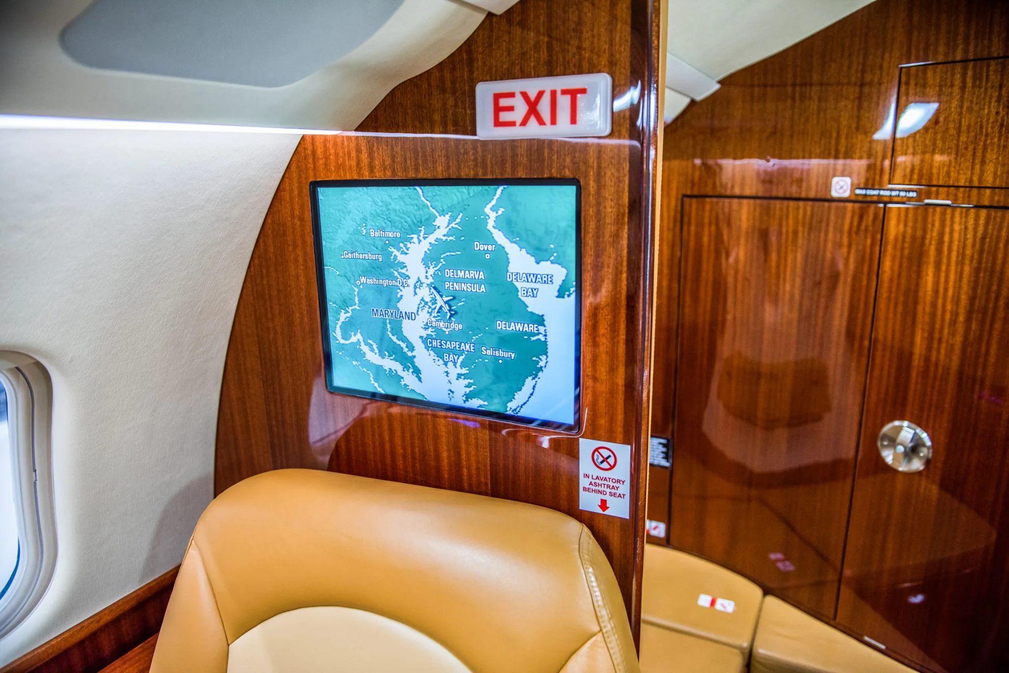 Cabin interior of a 2008 Bombardier Learjet 60XR.