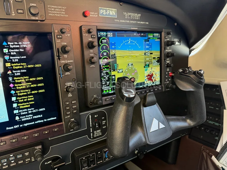 Avionics suite of a 2019 Piper M500.