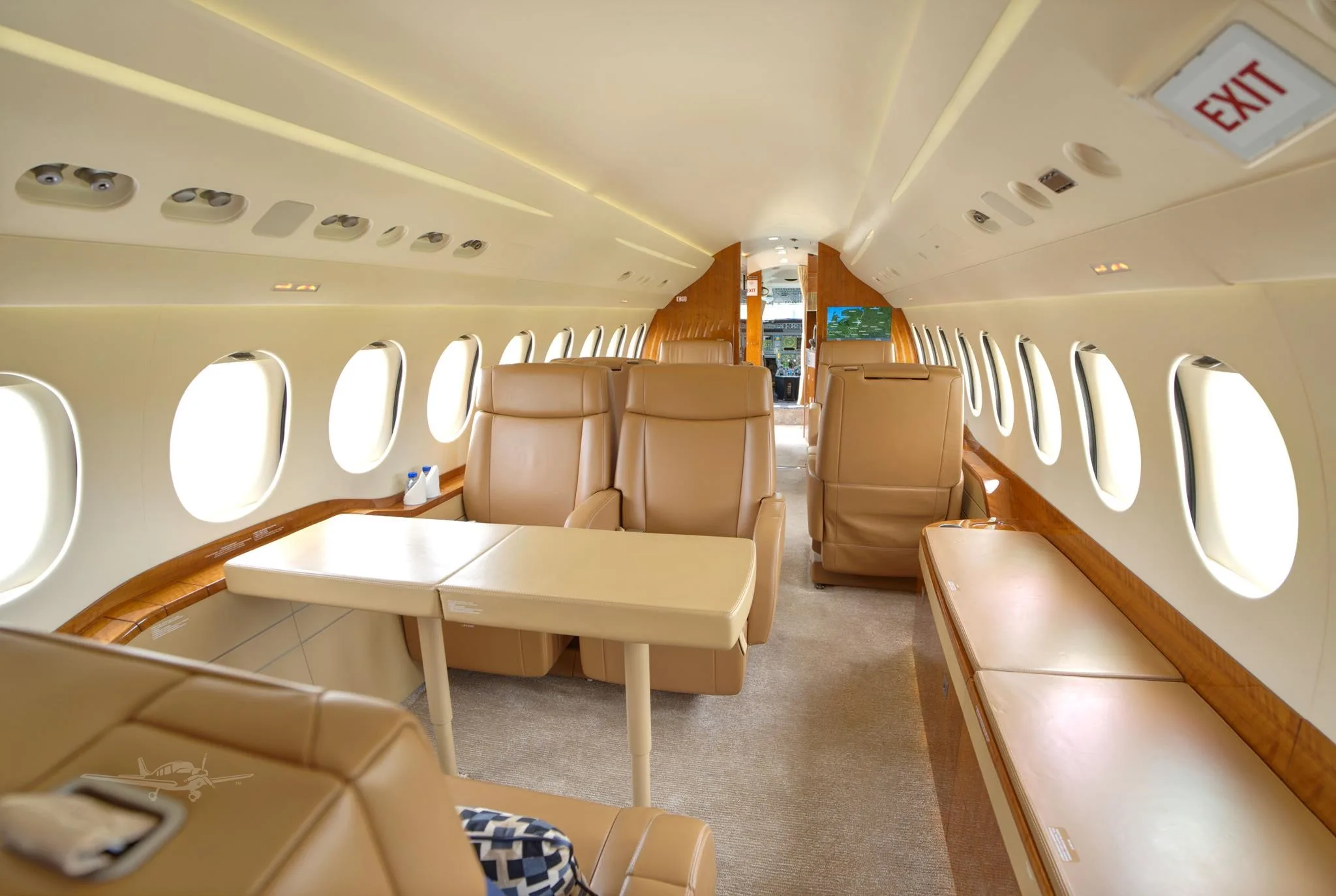 Cabin interior of a 2020 DASSAULT FALCON 7X.