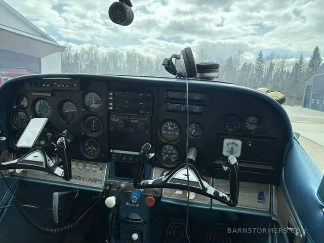 Cockpit and instrument panel of a Cessna.