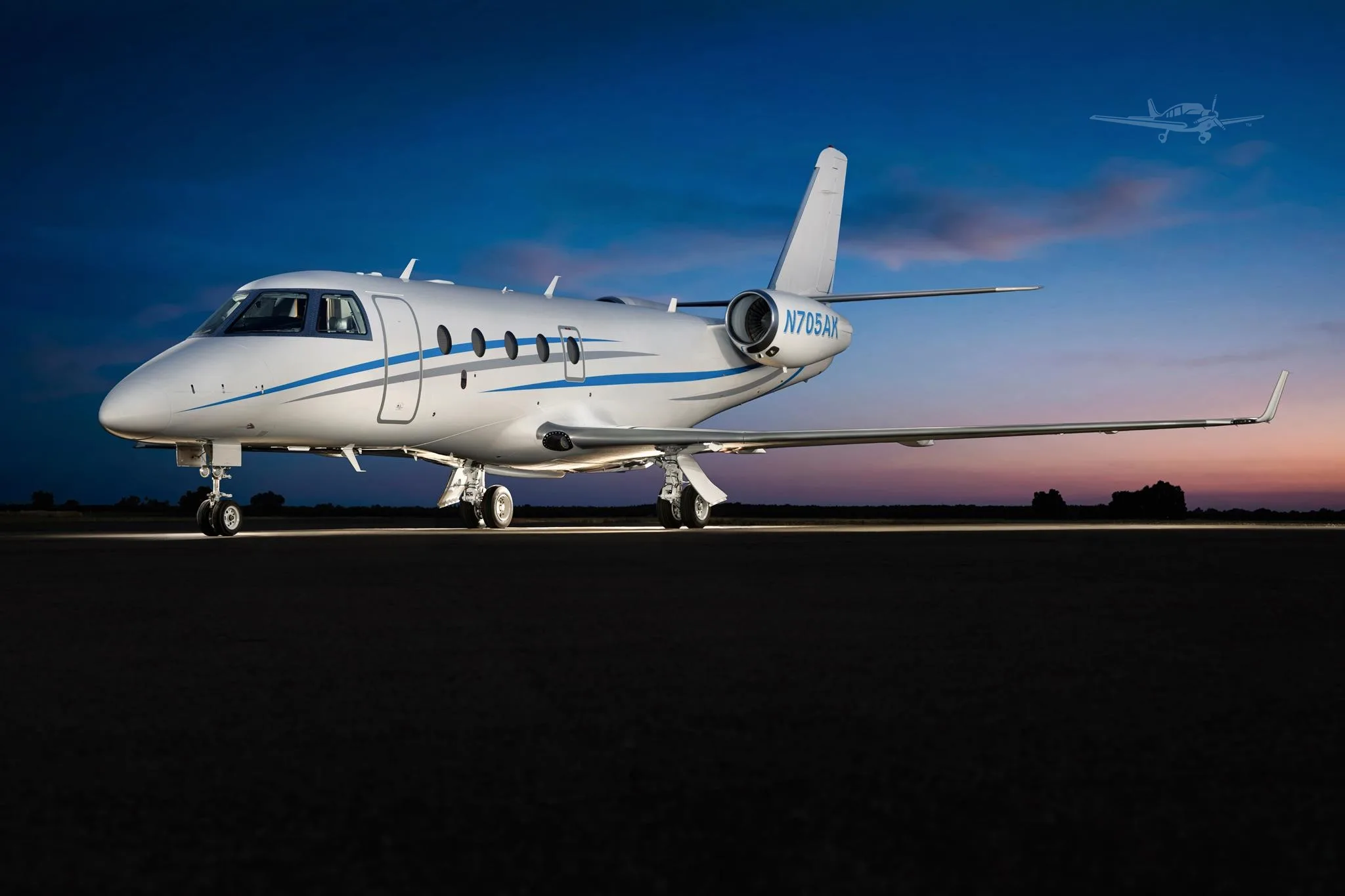 Exterior view of a 2008 GULFSTREAM G150, N705AK.