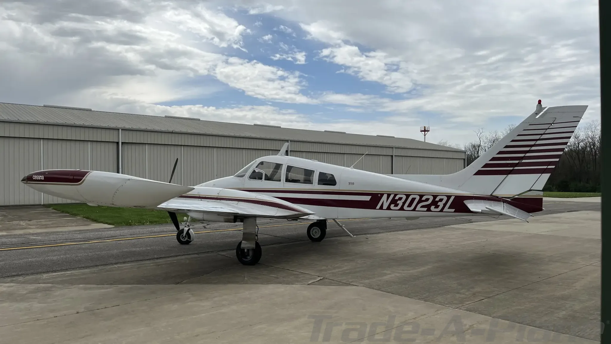 Exterior view of a 1965 Cessna 310J.