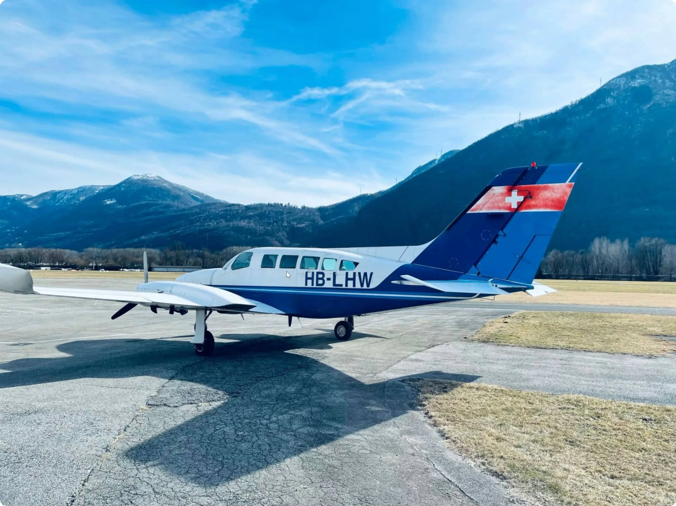 Exterior view of a 1975 Cessna 402B.