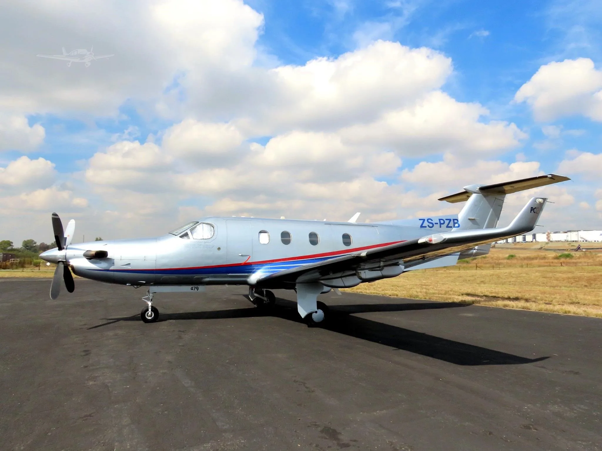 Exterior view of a 2003 PILATUS PC-12/45, ZS-PZB.