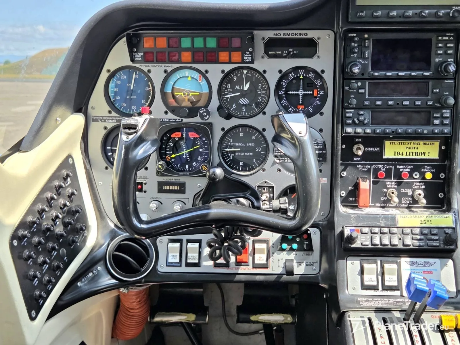 Cockpit and instrument panel of a 2010 Tecnam P2006T Survey.
