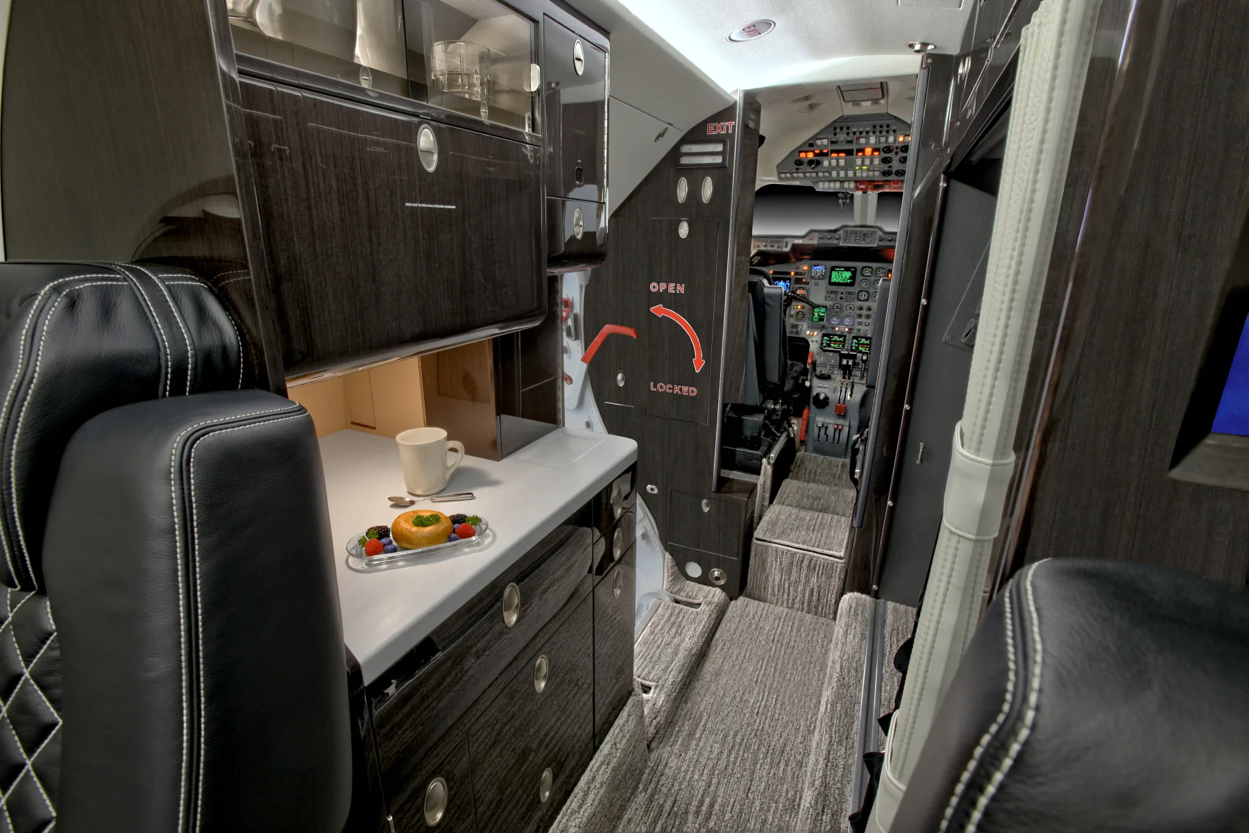 Cabin interior of a Hawker 800XP –.