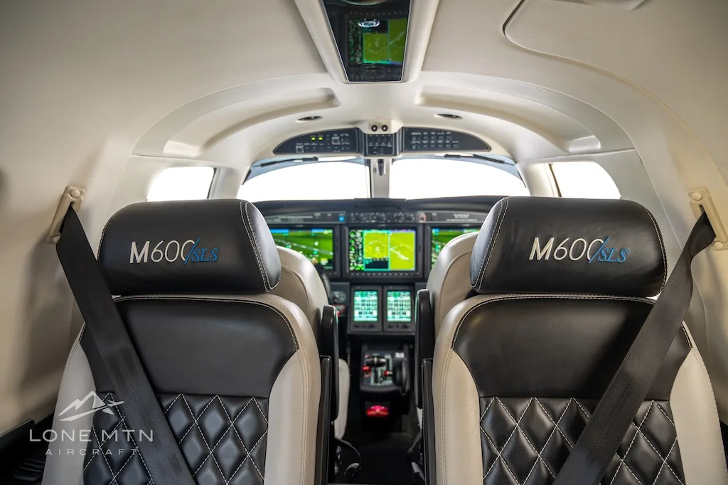 Cabin interior of a 2022 Piper M600 SLS.