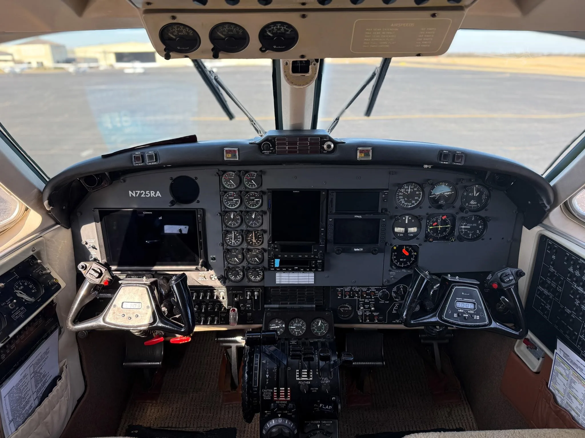 Cockpit and instrument panel of a 1980 BEECHCRAFT KING AIR 200.