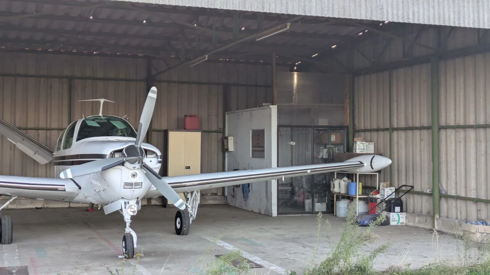 Exterior view of a 1966 Beechcraft 35 Bonanza.