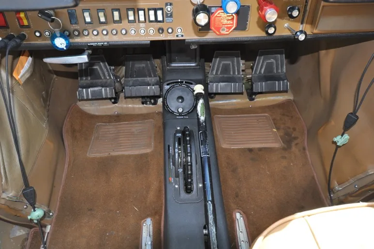 Cockpit and instrument panel of a 1973 Cessna 185F.