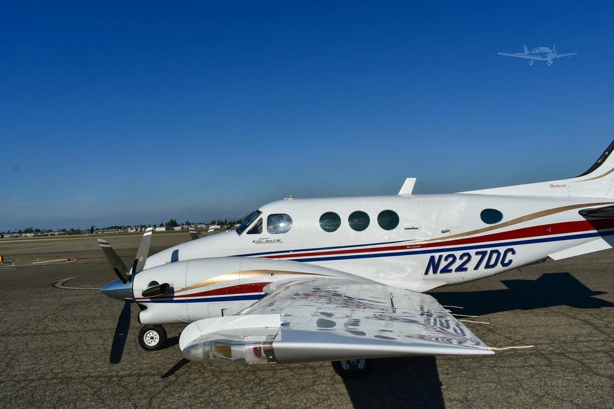 Exterior view of a 1979 BEECHCRAFT KING AIR C90, N227DC.